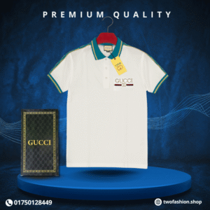 Premium Polo Shirt -100% PK Cotton Fabric -White (Blue Collar)